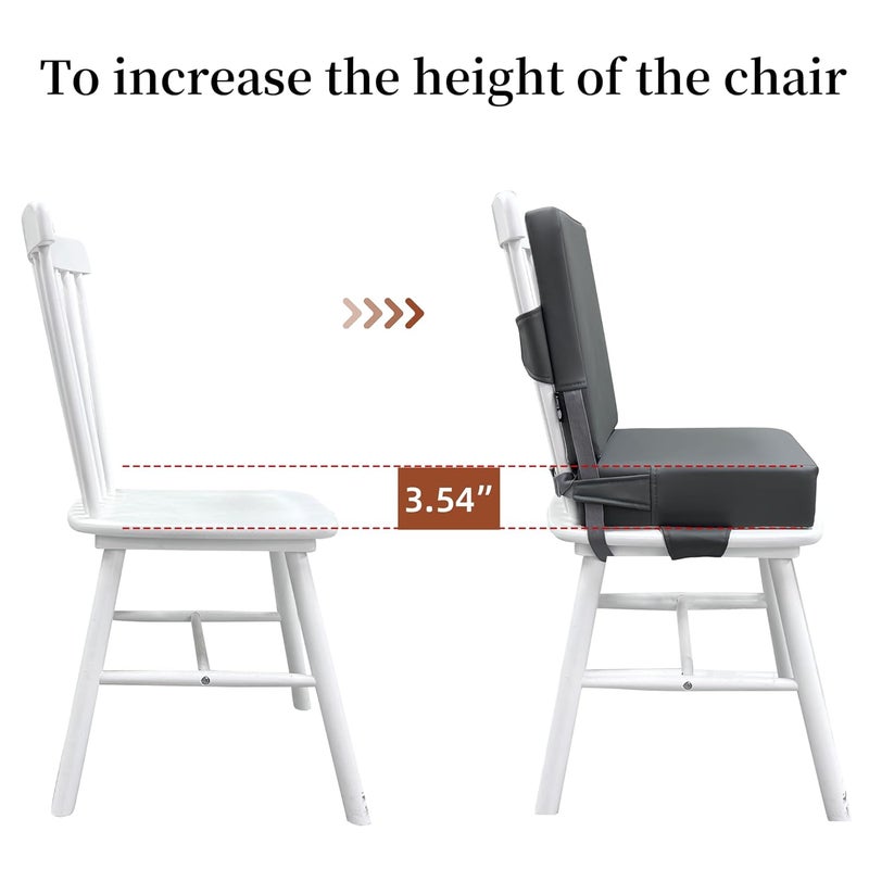Eiury Booster Seat for Dining Table, PU Anti-Scratch Easy Cleaning Kids Toddler Booster Seat for Table, Portable Travel Increasing Cushion for Chair - Dark Grey - Image 5